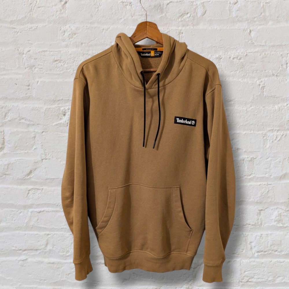 Timberland Men's Woven Badge Brown Hoodie Size Medium
